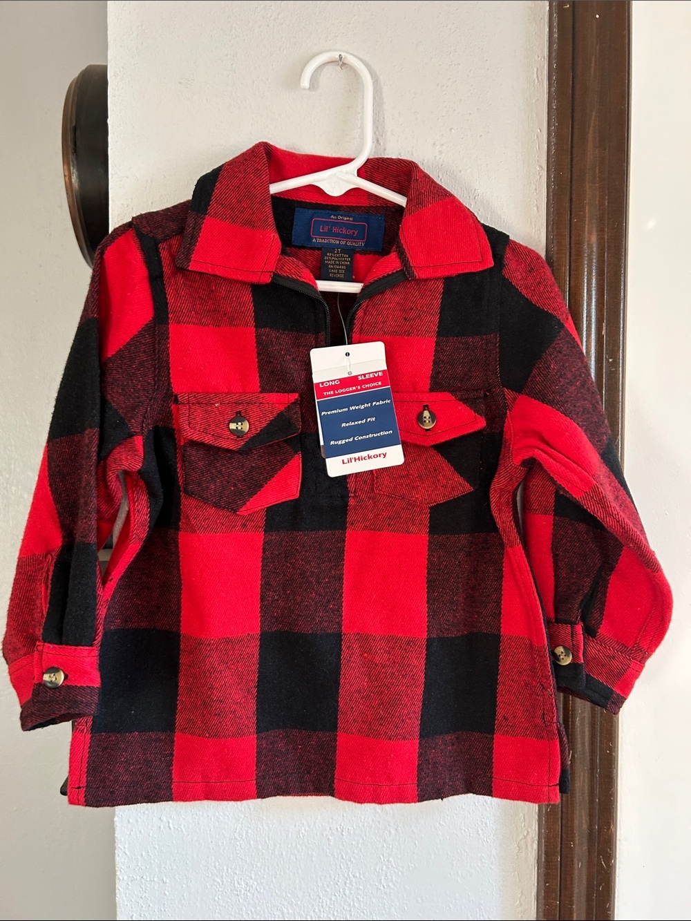 Red & Black Buffalo Plaid Kids Pullover Shirt